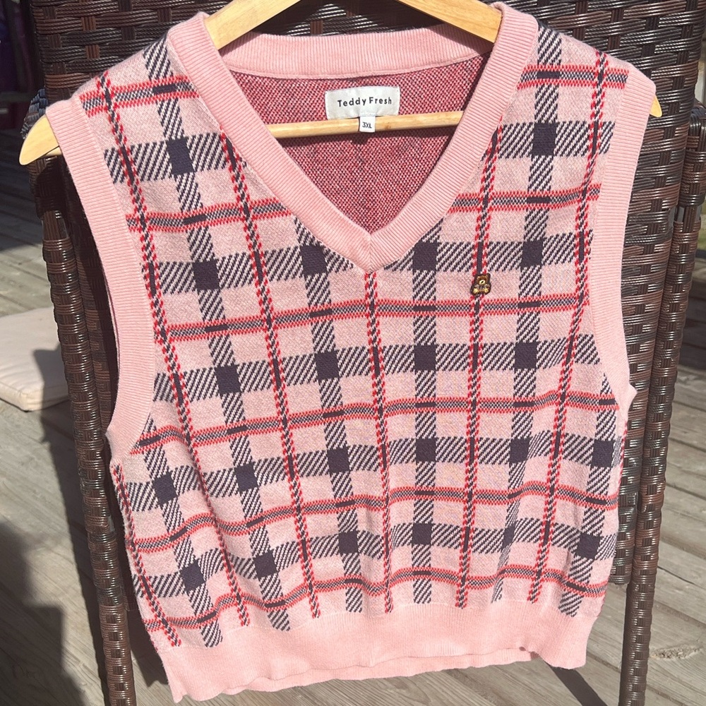 2021 TEDDY FRESH Pink Plaid Vest - Picture 2 of 7